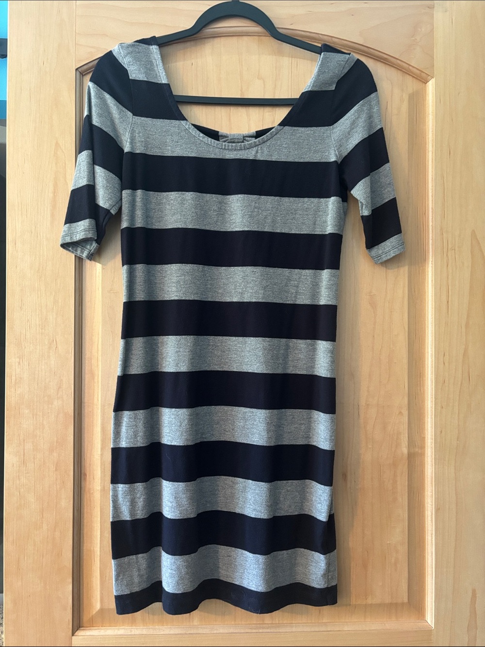 Hollister Black and Gray Striped Scoop Neck Dress